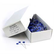 FLAT FLOWER PINS - STEEL  2 INCH X 65 blue  1000 pcs/ box  50 boxes/ carton